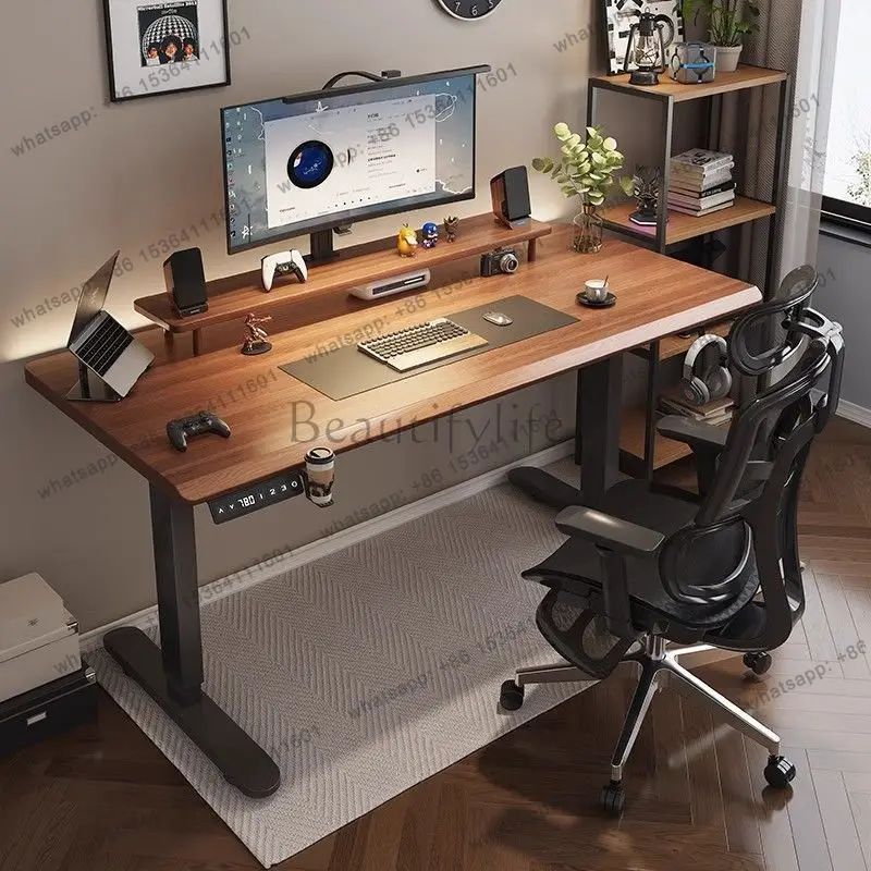 Smart Solid Wood Electric Lifting Table Desktop Multifunctional Home Office Desk Workbench Computer Table For Study Work Room