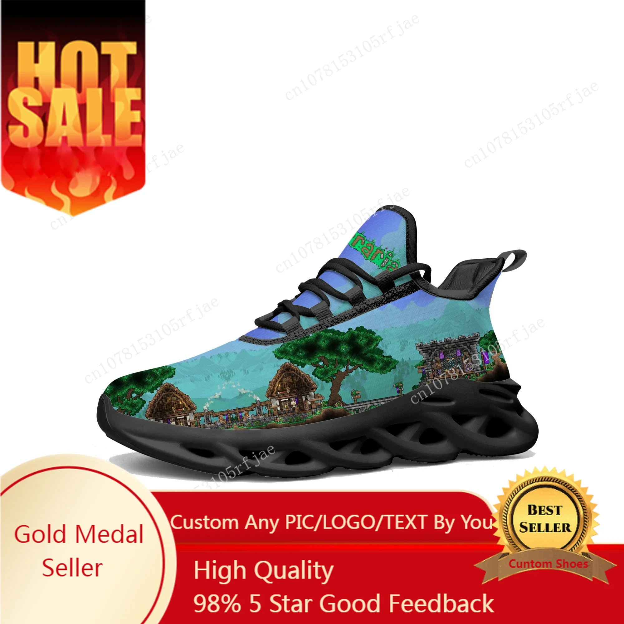 

Terraria Flats Sneakers Cartoon Game Mens Womens Teenager Sports Running Shoes Fashion Tailor Made Lace Up Shoes