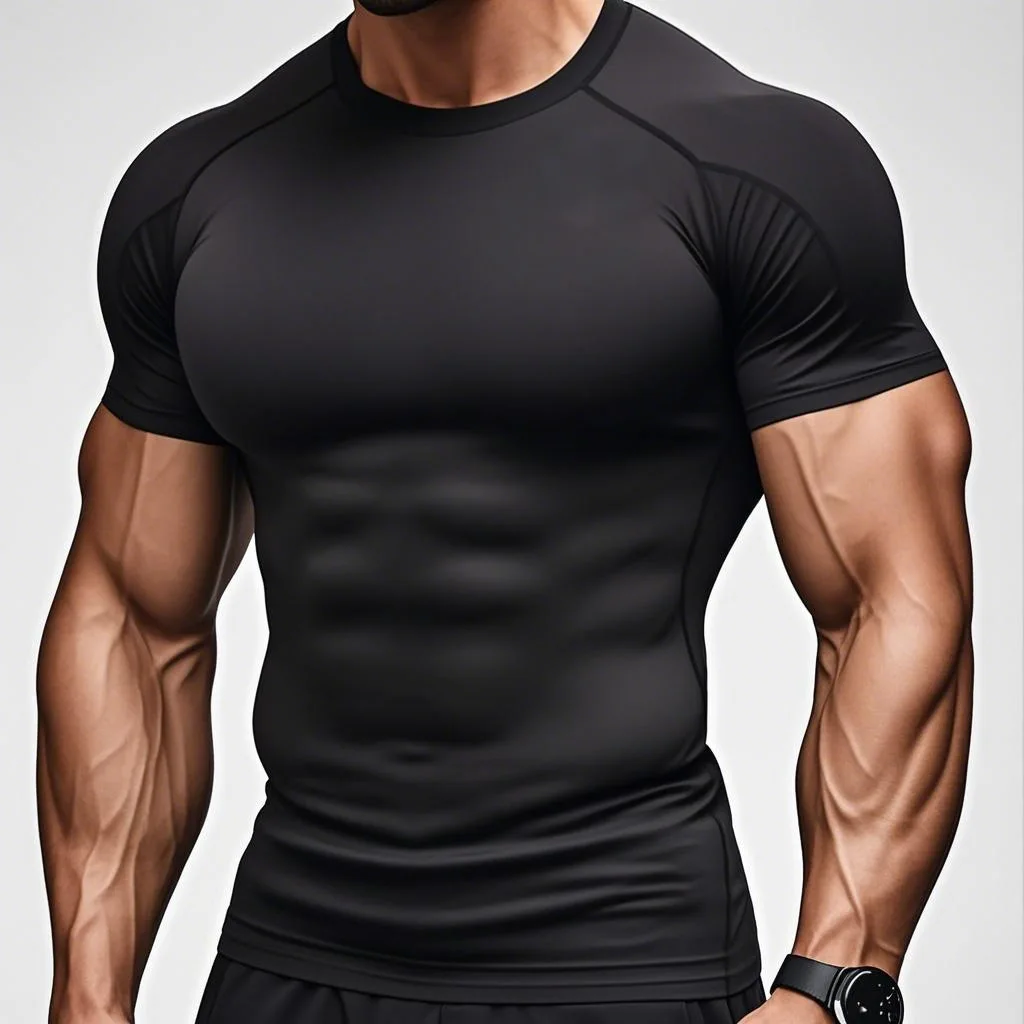 

Мужская компрессионная футболка для бега 2026: облегающая, с коротким рукавом, для фитнеса, тренировок, пробежек, спортзала. Быстросохнущая, тип «рашгард».