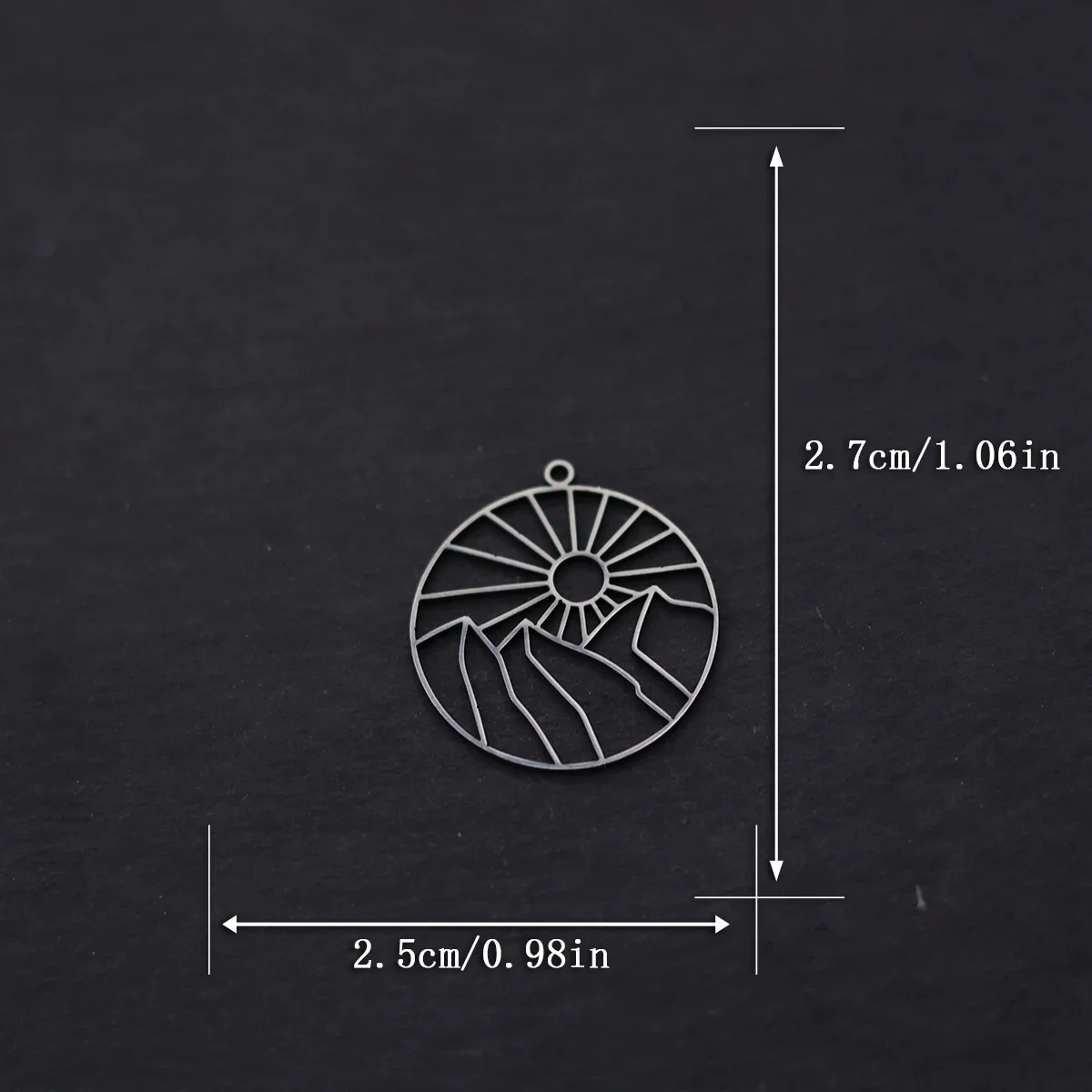 3pcs Mountain Sunrise Round Charms Stainless Steel Geometric Line Pendant for DIY Jewelry Making Necklace Earrings Findings
