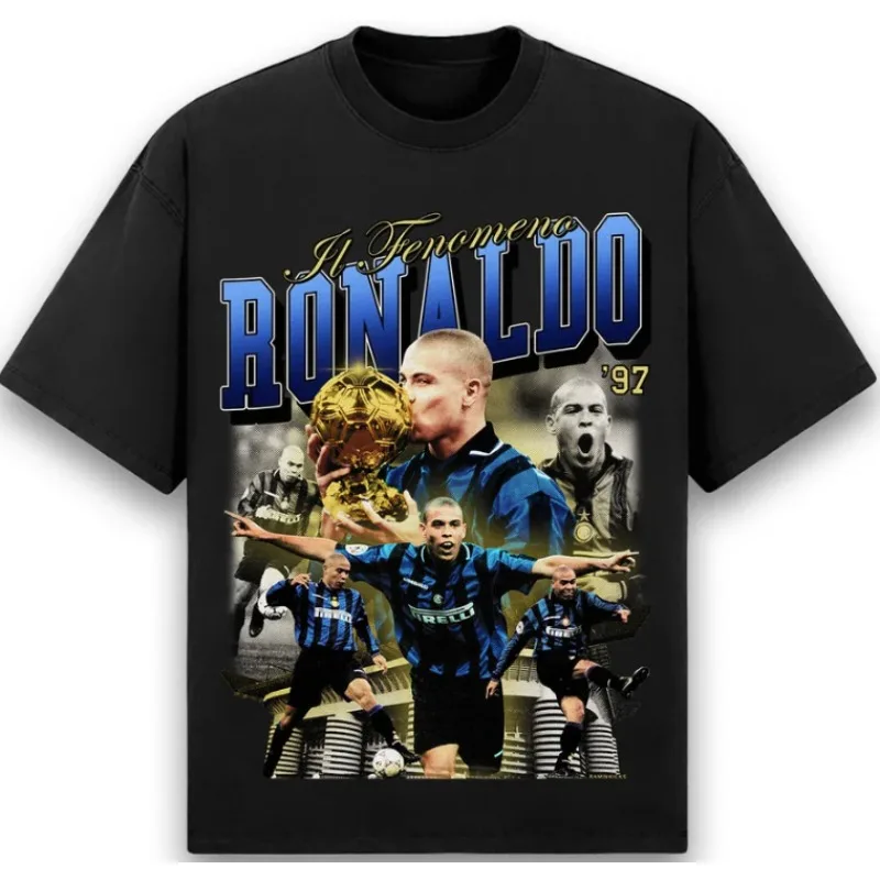 Camiseta Deportiva con Estampado de Personajes de Ronaldo y Nasarinho, Estilo Deportivo, Popular entre los Fanáticos del Fútbol, Primavera/Verano 2026