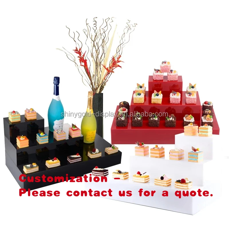 custom.Wedding Party Decoration Buffet Table Display Multifunction Catering Cake Stand Sets Square Stairs Step Cake St