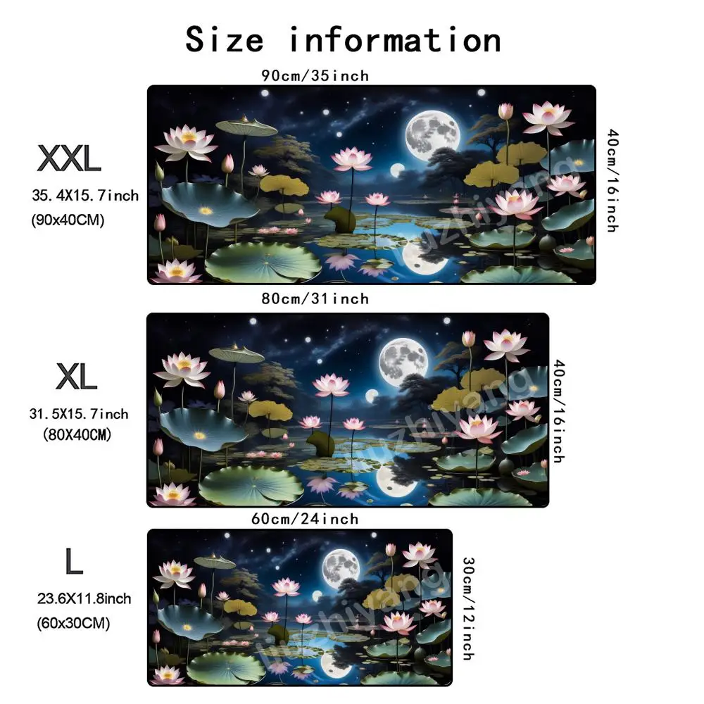 لوتس مشهد ماوس الوسادة كبيرة الكمبيوتر مكتب ألعاب الجدول حصيرة XXL المطاط المضادة للانزلاق مخيط حواف الكمبيوتر لوحة المفاتيح الحصير منصات مكتب طويلة #4
