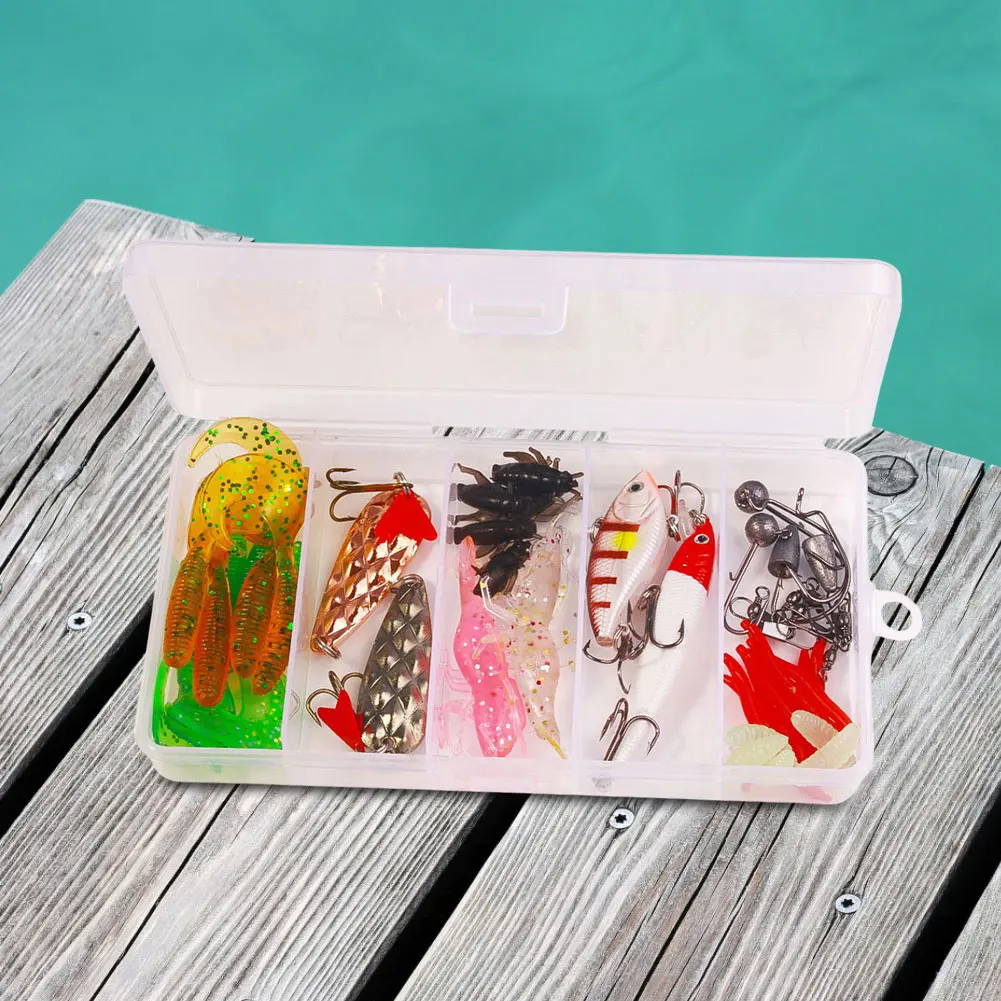 45 قطعة مجموعة طعوم الصيد خطاف الطعم الناعم والصلب يدور مع صندوق معالجة مجموعة طعوم الصيد لكرنك باس بايك #3