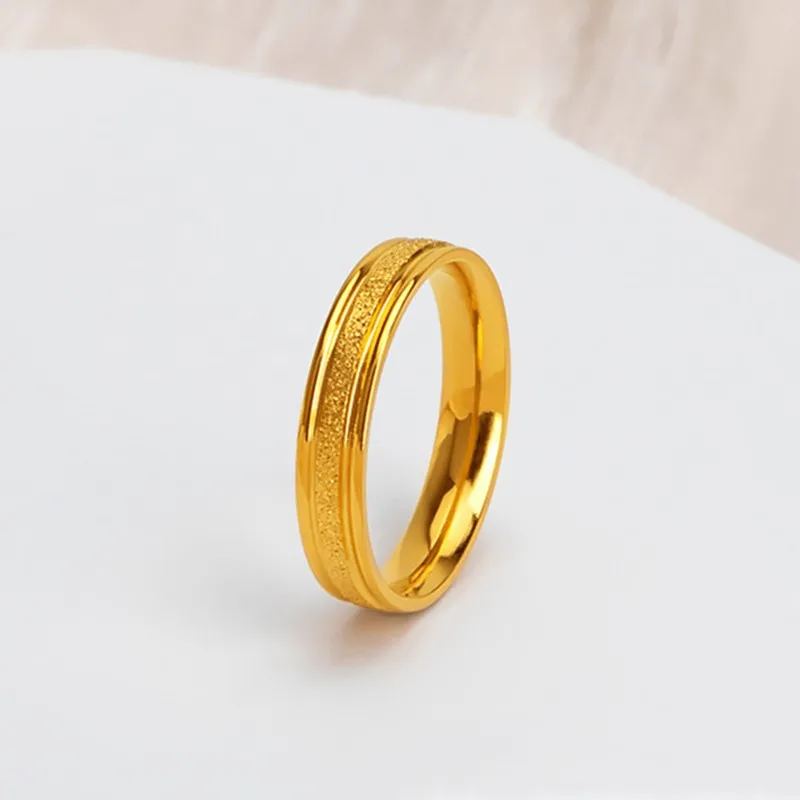 4mm Stainless Steel Matte Ring Wedding Band for Women Girl Size 4-10