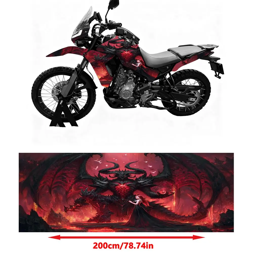 Motorcycle Self-adhesive PVC Sticker,Devil And Princess Pattern, Suitable For Most Motorcycles, Durable, Waterproof And Bubble F