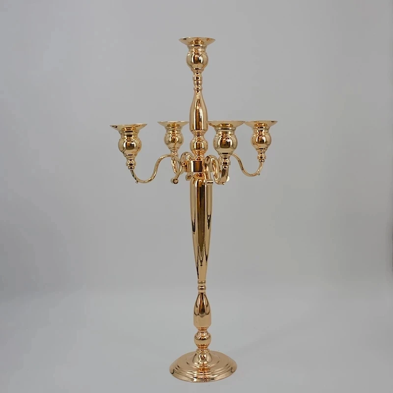 2/5/10pcs Candle Holders 5-arms Metal Gold Candelabras Crystal Candlesticks For Wedding Event Centerpieces