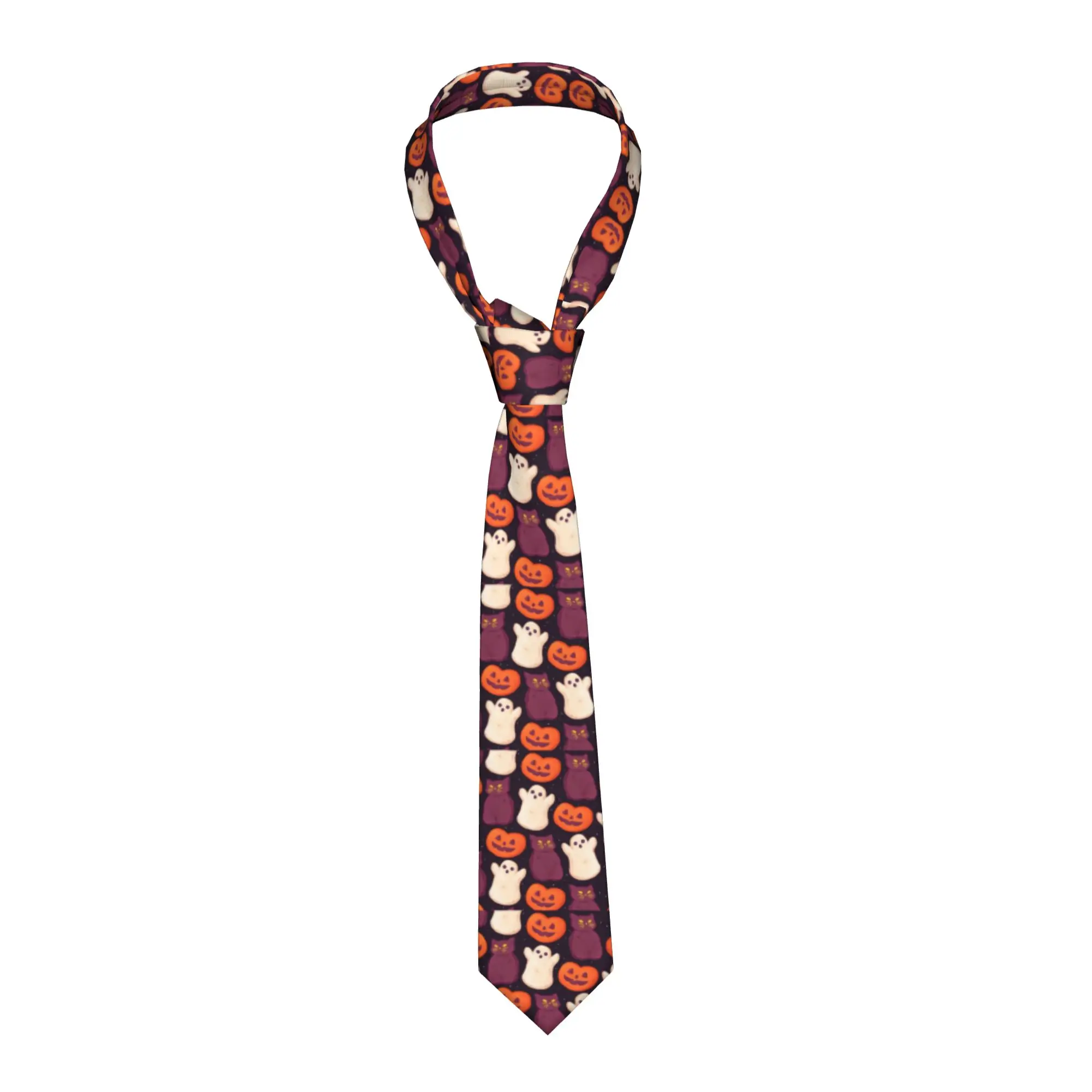 Halloween Marshmallows Dark Men Necktie Slim 8 cm Wide Pumpkin Spooky Horror Neck Ties for Mens Suits Accessories Cravat Office