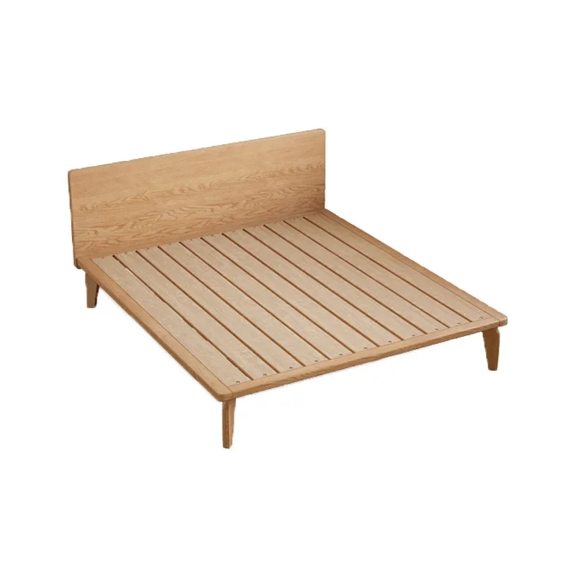 

Thin bedside solid wood bed, tall walnut color, small apartment, second bedroom, guest room, family bed