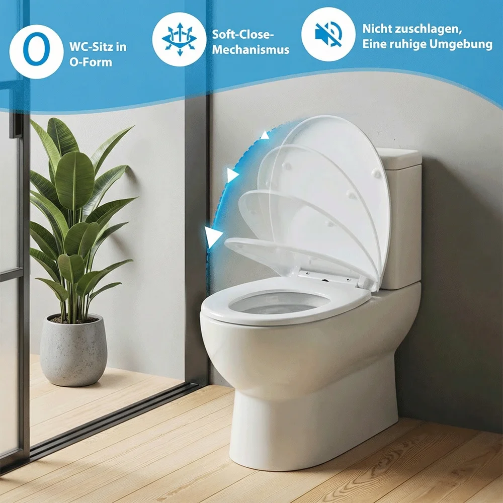 SAINOS Toilettendeckel mit Absenkautomatik Universelle WC Sitz aus Duroplast Ein Klick Demontage Klobrille Tragfähigkeit 190kg