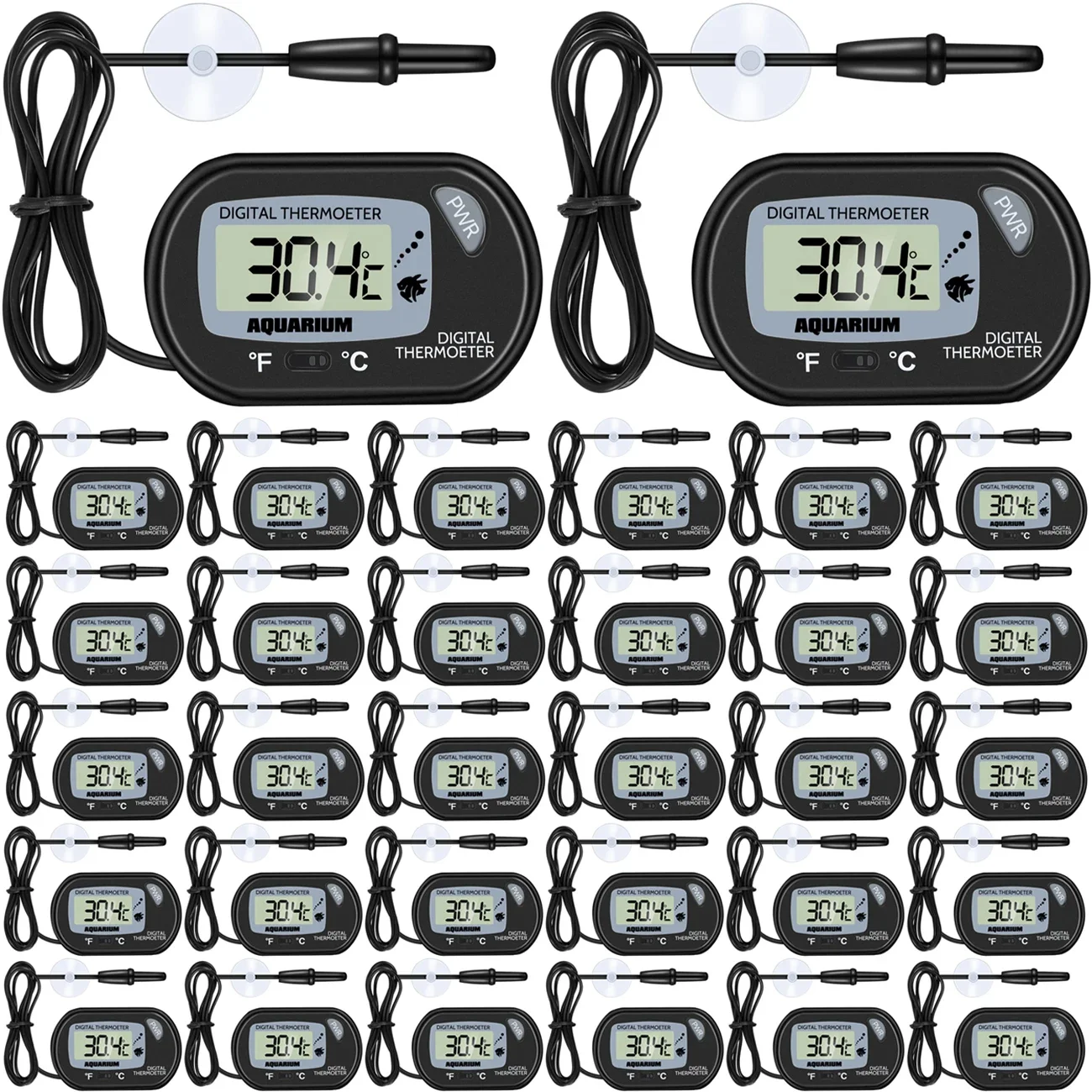 

5-30Pcs Digital Aquarium Fish Tank Water Thermometers With Water Resistant Sensor Probe For Reptile Turtle Incubators Terrarium