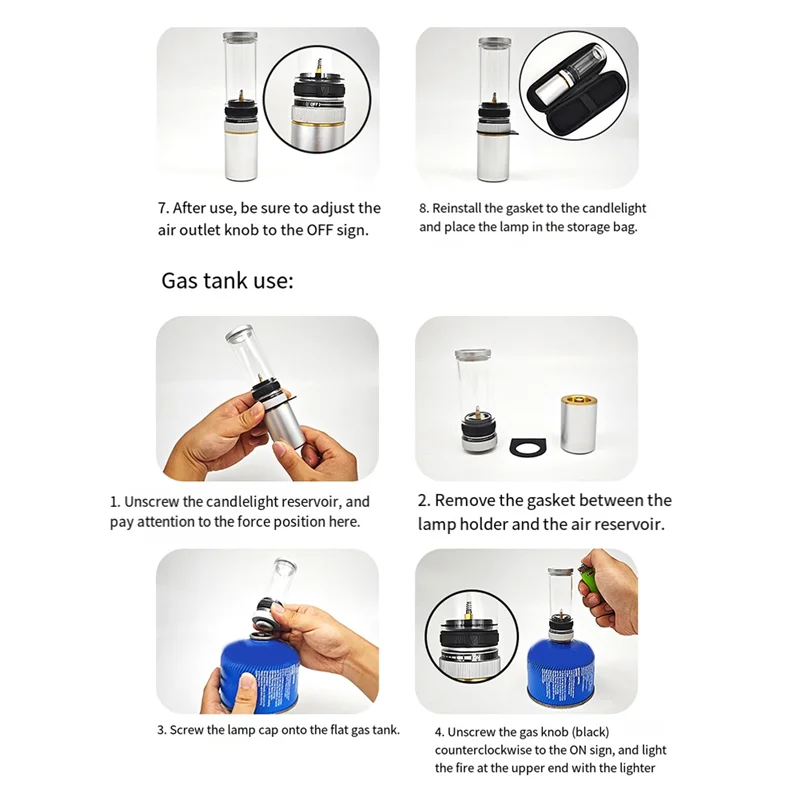 

Hot!Portable Camping Tent Gas Lamp Windproof Adjustable Gas Candlelight Lantern Camping Part