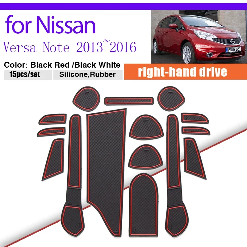 Rubber Dust-proof Mat for Nissan Versa Note Nismo E12 NE12 e-Power 2013~2016 Storage Door Groove Pad Gate Slot Car Sticker Auto