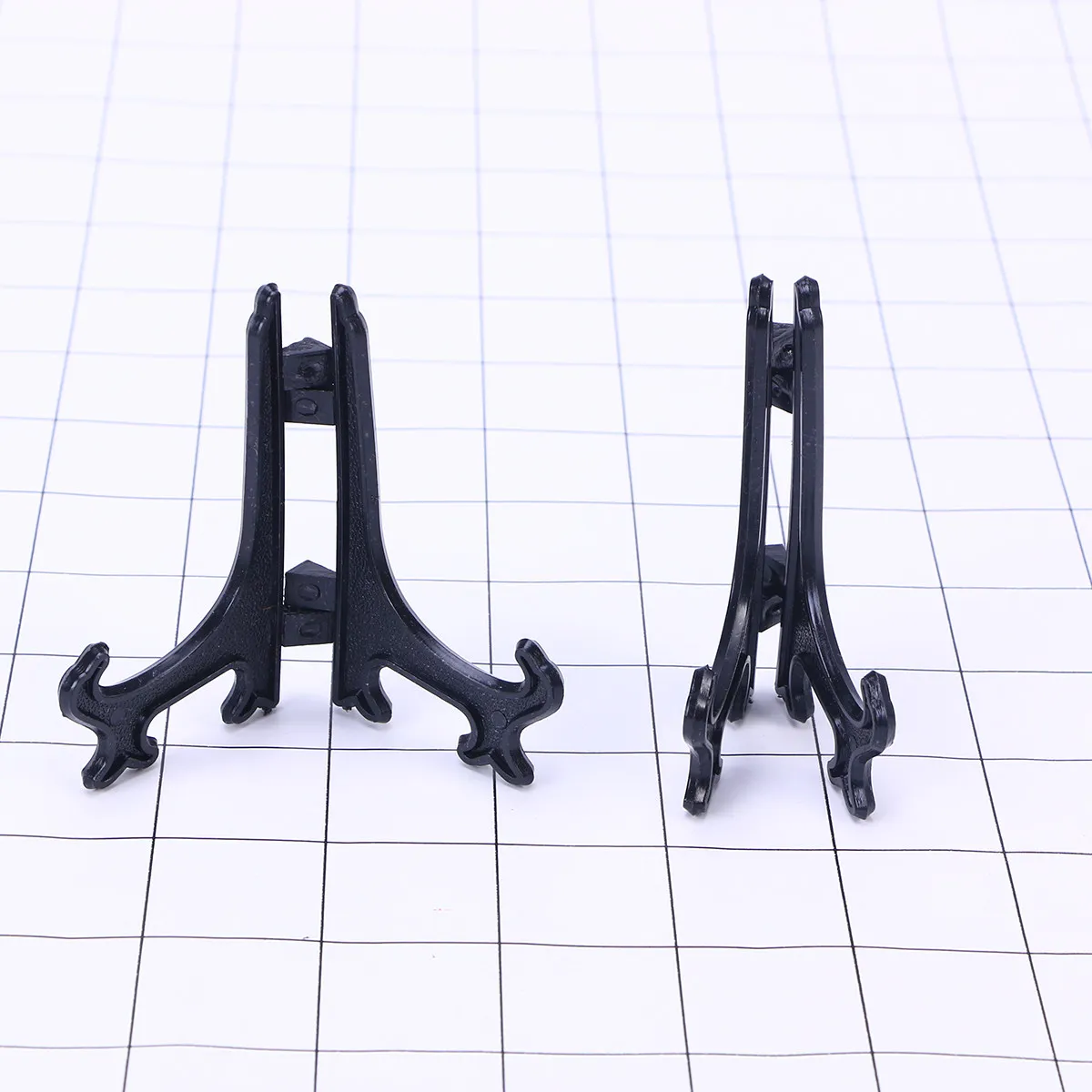 Soporte de exhibición de plástico plegable negro, 12 Uds., para platos, cuencos, marcos de fotos, pedestal para fotos, caballete de exhibición, decoración del hogar