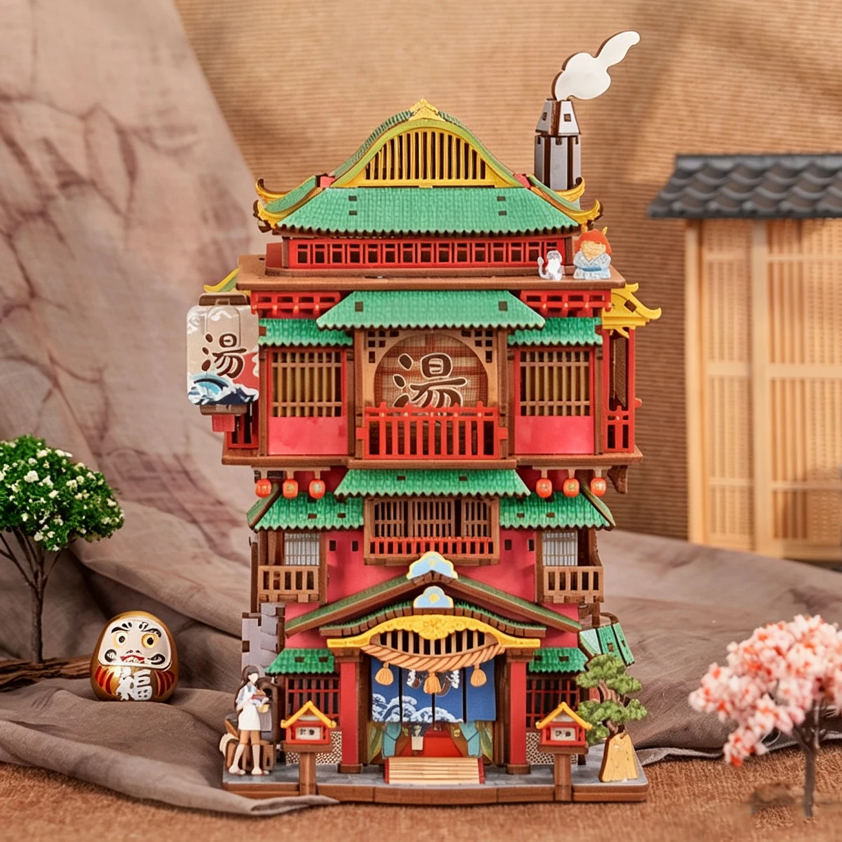 Tangquan Storage Box DIY Wooden Dollhouse 3D Puzzle Model Building Kit Induction Sensor Opening with LED Light Creative Gifts