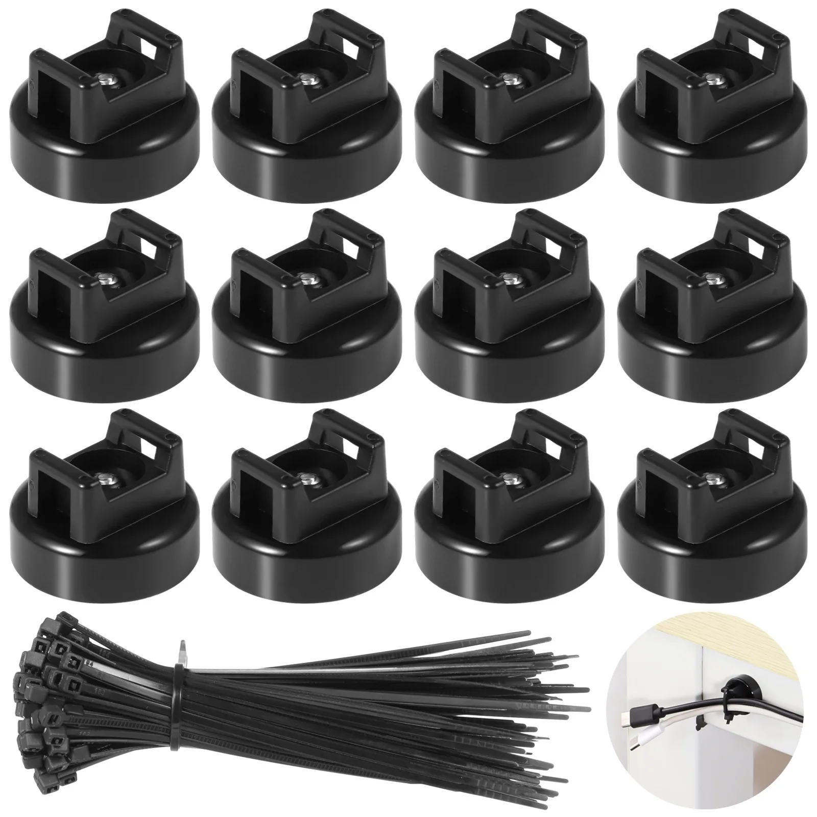 50Pcs Magnetic Cable Zip Tie Mounts Magnets Magnetic Cable Holder For Cable Management Wire Management Bases Wire Cable Clips