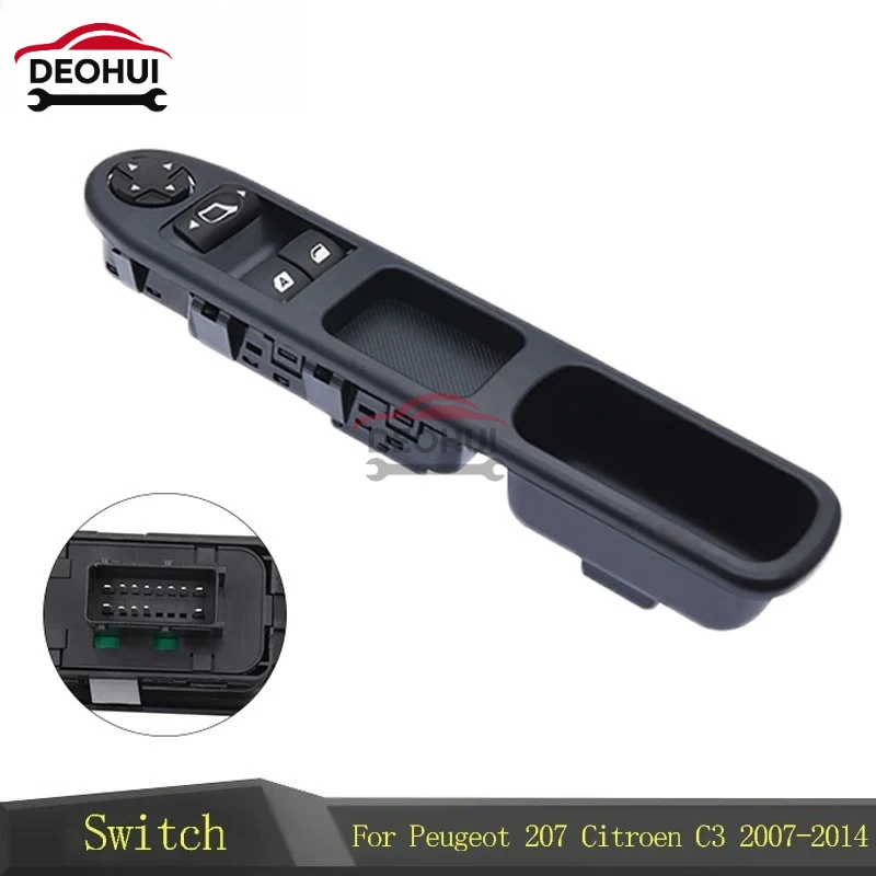 6554QC Car Electric Power Window Control Switch For Peugeot 207 Citroen C3 Picasso 2007-2014 Regulator Lifting Button 6554.QC