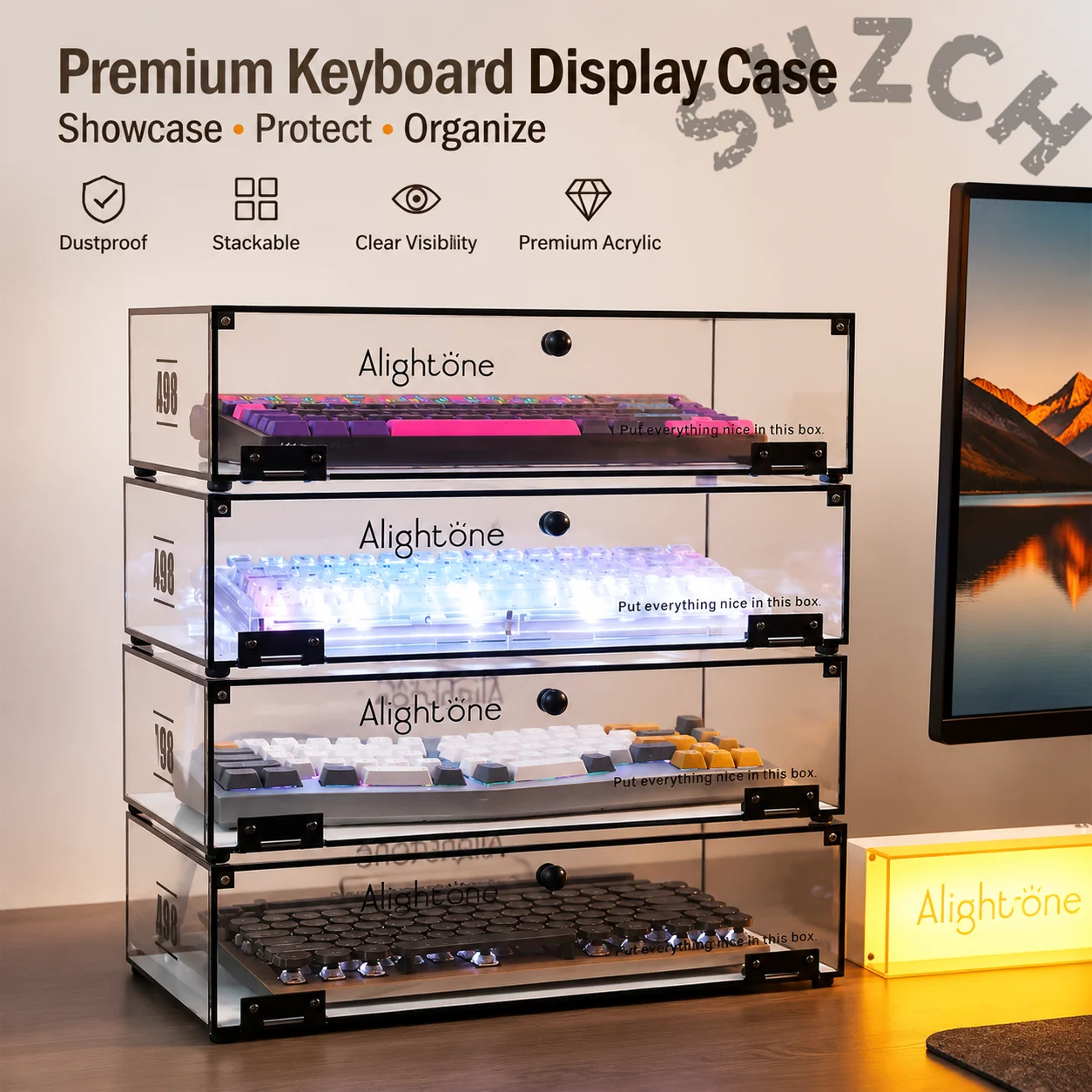 Multi-Tier Acrylic Desk Organizer for Mechanical Keyboards, Gaming Mice, and Collectible Models