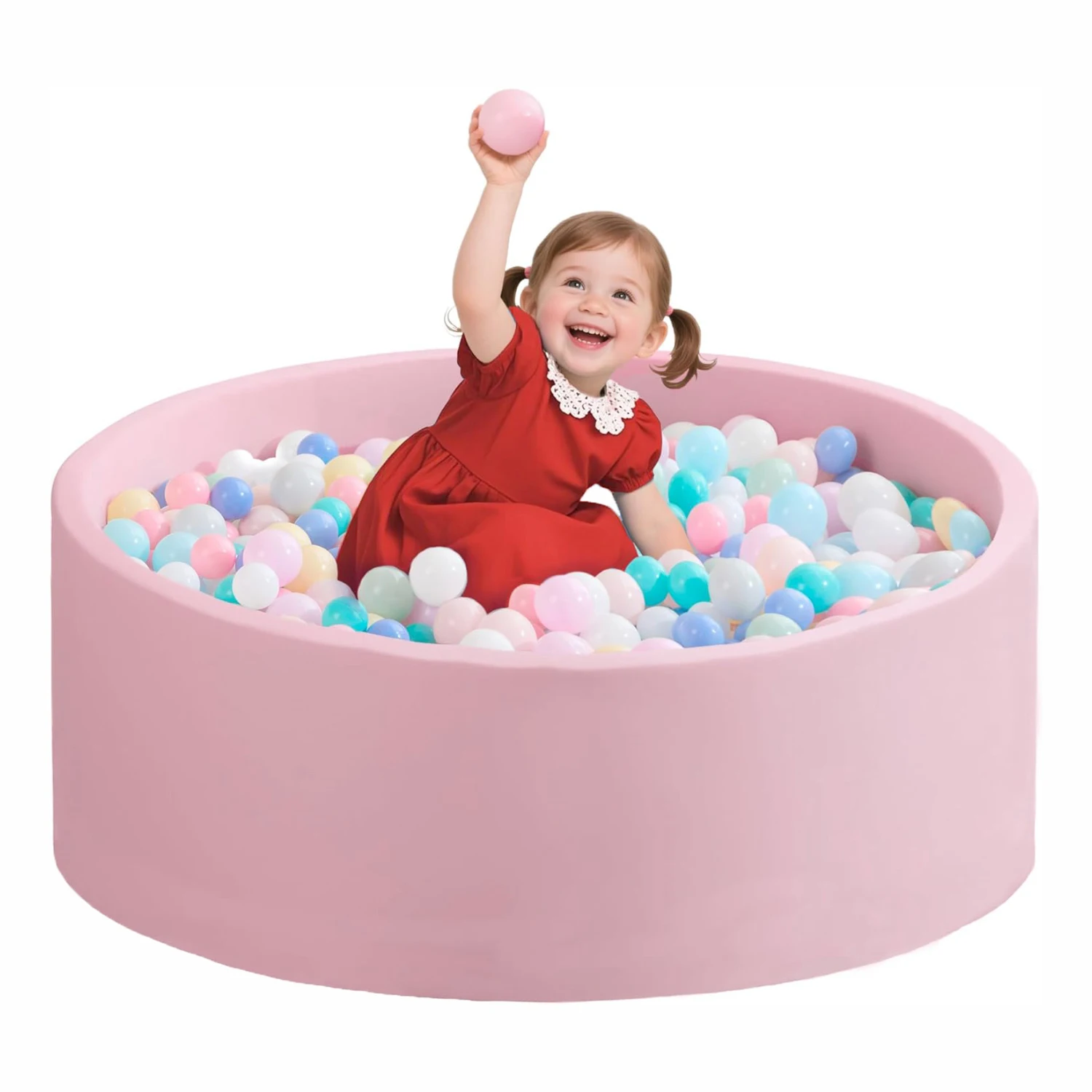 

Ball Pit for Toddlers, 35.4"*11.8" Foam Balls Pool Indoor Soft Round Baby Playpen for Children, Ideal Gift for Toddlers(No Ball)