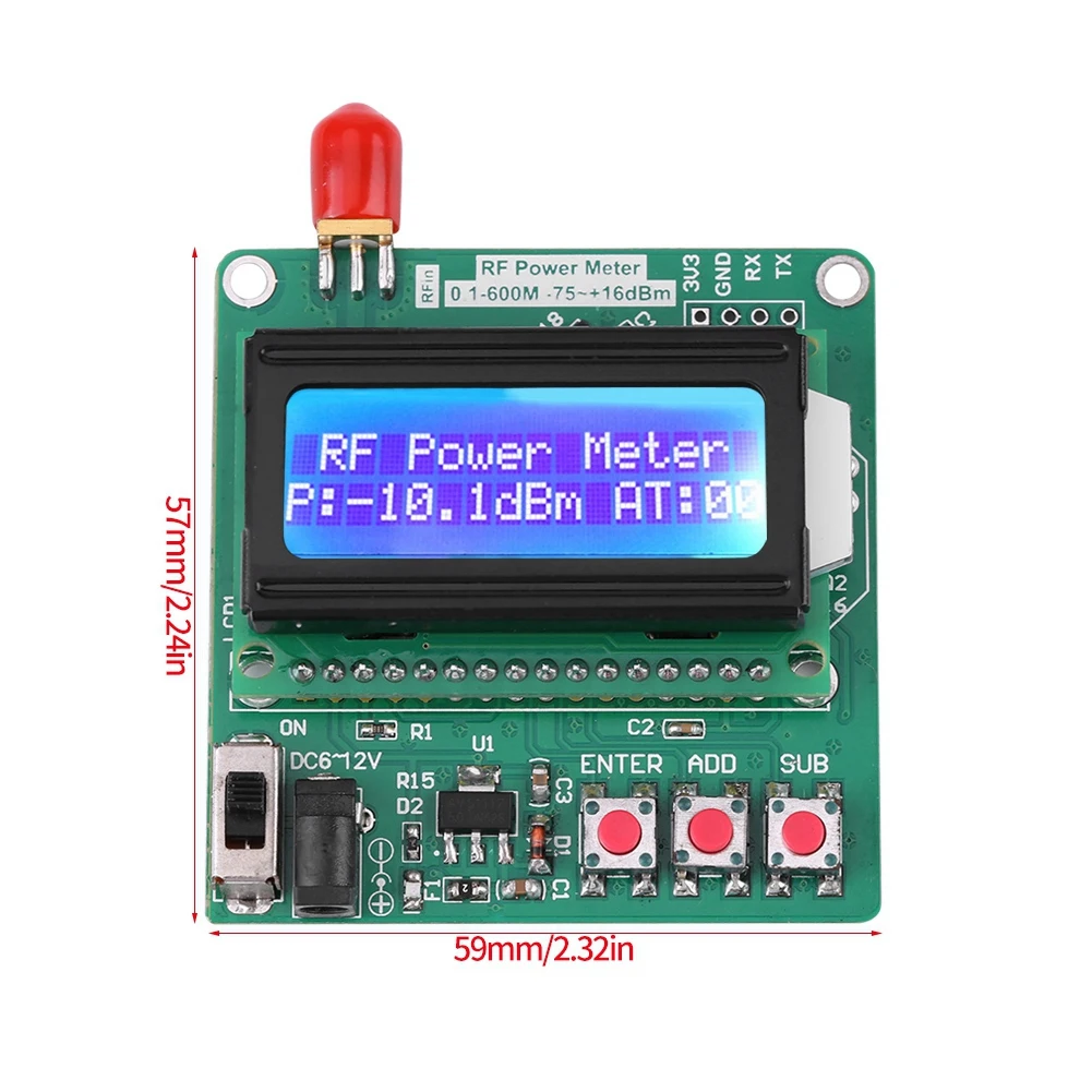 مقياس التوهين بالتردد LCD RF مقياس الطاقة الرقمي LCD RF مقياس الطاقة -75 ~ 16 ديسيبل 1-600 ميجا هرتز قيمة توهين تردد الراديو