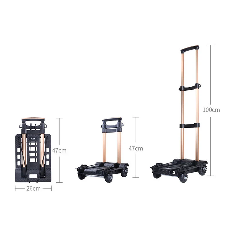 Klapp Tragbare Hand Warenkorb Trolley Aluminium Legierung Zugstange Warenkorb für Carring Gepäck Reise Träger Lager 40kg