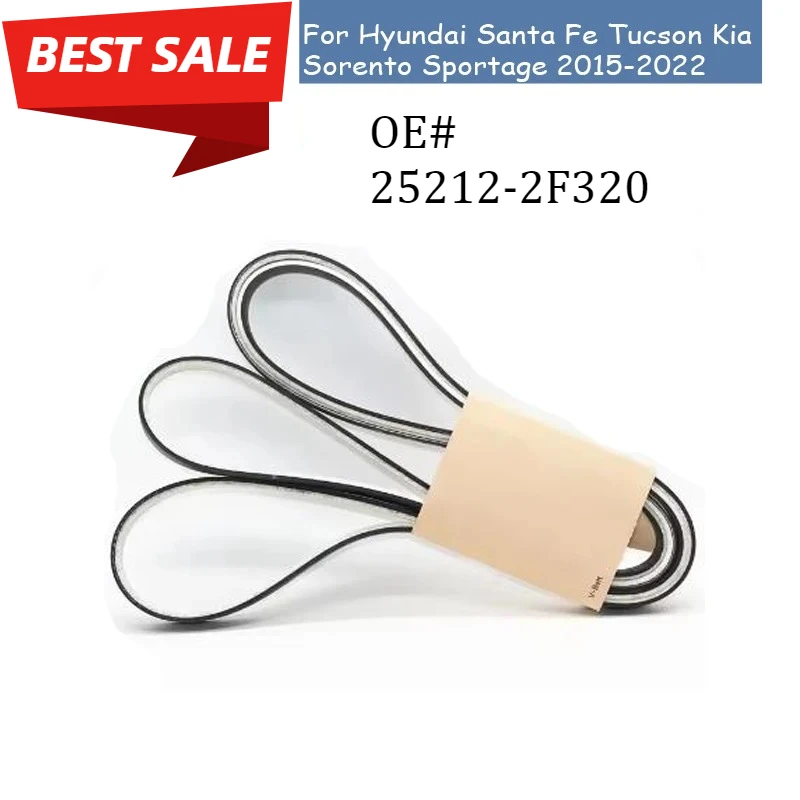 

252122F320 New Generator Belt For Hyundai Santa Fe Tucson Kia Sorento Sportage 2015-2022 25212-2F320
