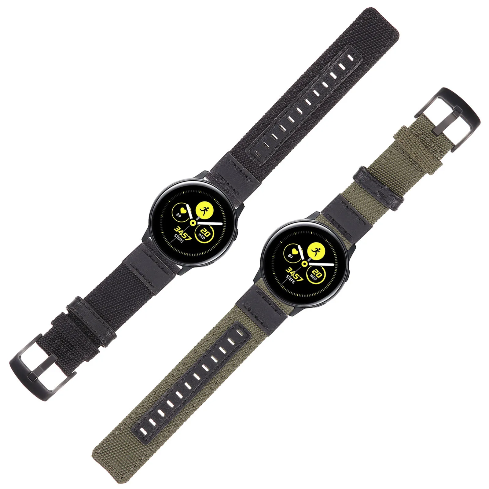 2 stuks Galaxy Watch S3 nylon polsbandjes sport- en vrijetijdsstijlen heren dames snelsluiting ontwerp langdurige riem