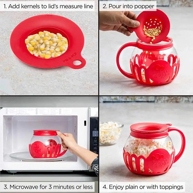 Immagine 6: Popcorn Maker microonde Snack Popcorn Air Poppers 2.25 Quart Popcorn Bowl accessori da cucina in borosilicato per Popcorn fatti in casa