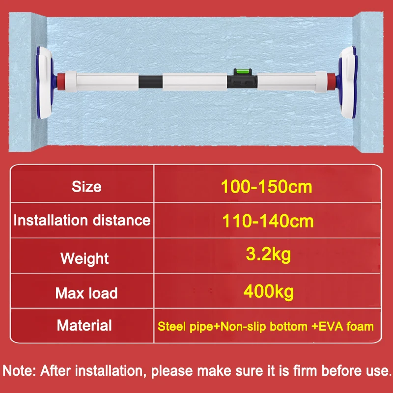100-150cm Pull Up Bar for Doorway, Strength Training Pull-up Bars, No Screws, No Installation Required, Max Load 440 LBS Chin