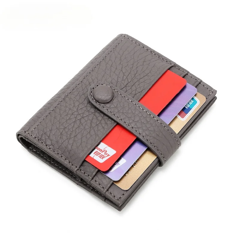 GENODERN Short Coin Purse Genuine Leather Multi-Card-Slot Mini Card Holder