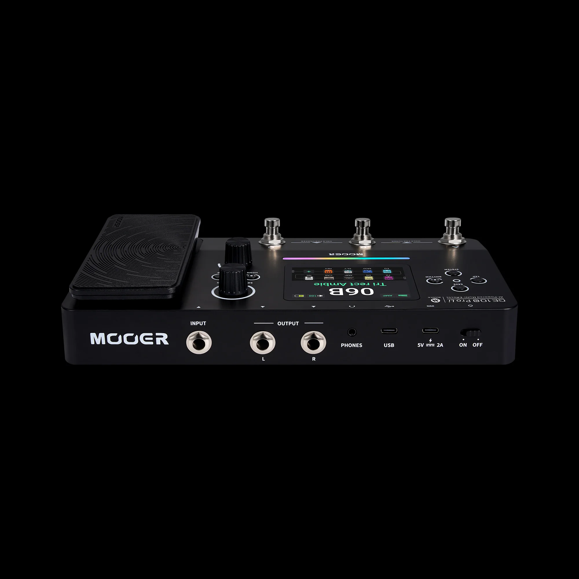 Mooer GE100 Pro Li Rechargeable Multi Effects Pedal with 50 Tone Banks and 3 Presets Per Bank for Electric Guitar