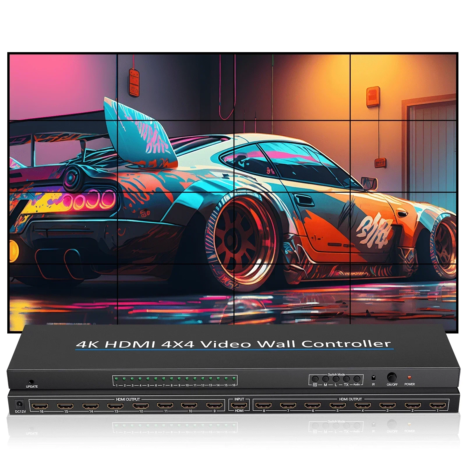 4K 4x4 Video Wall Controller 2x2 2x3 2x4 3x3 3x4 3x5 4x2 4x3 6x2 Multi Screen Splicing Processor HDMI Video Splicer TV Splicer