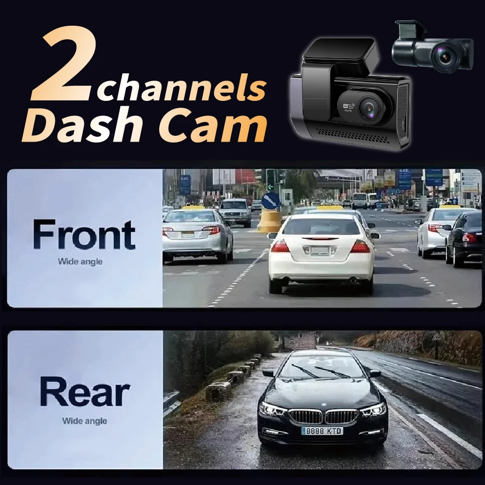 3Inch Car DVR Mini 4k+2K Dash Cam Dual lens WiFi Auto Car Camera Night Vision G-Sensor Registrar Black box