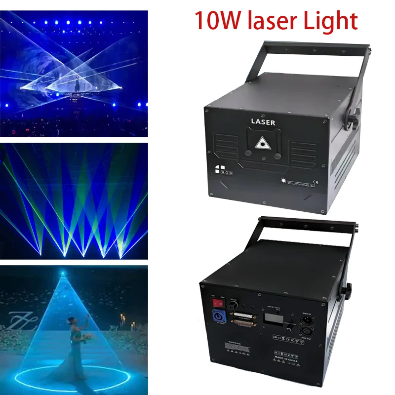 Topflashstar 10W RGB Laser Light DMX512 App Control DJ Laser Show Stage Light For Wedding Party Nightclub Disco