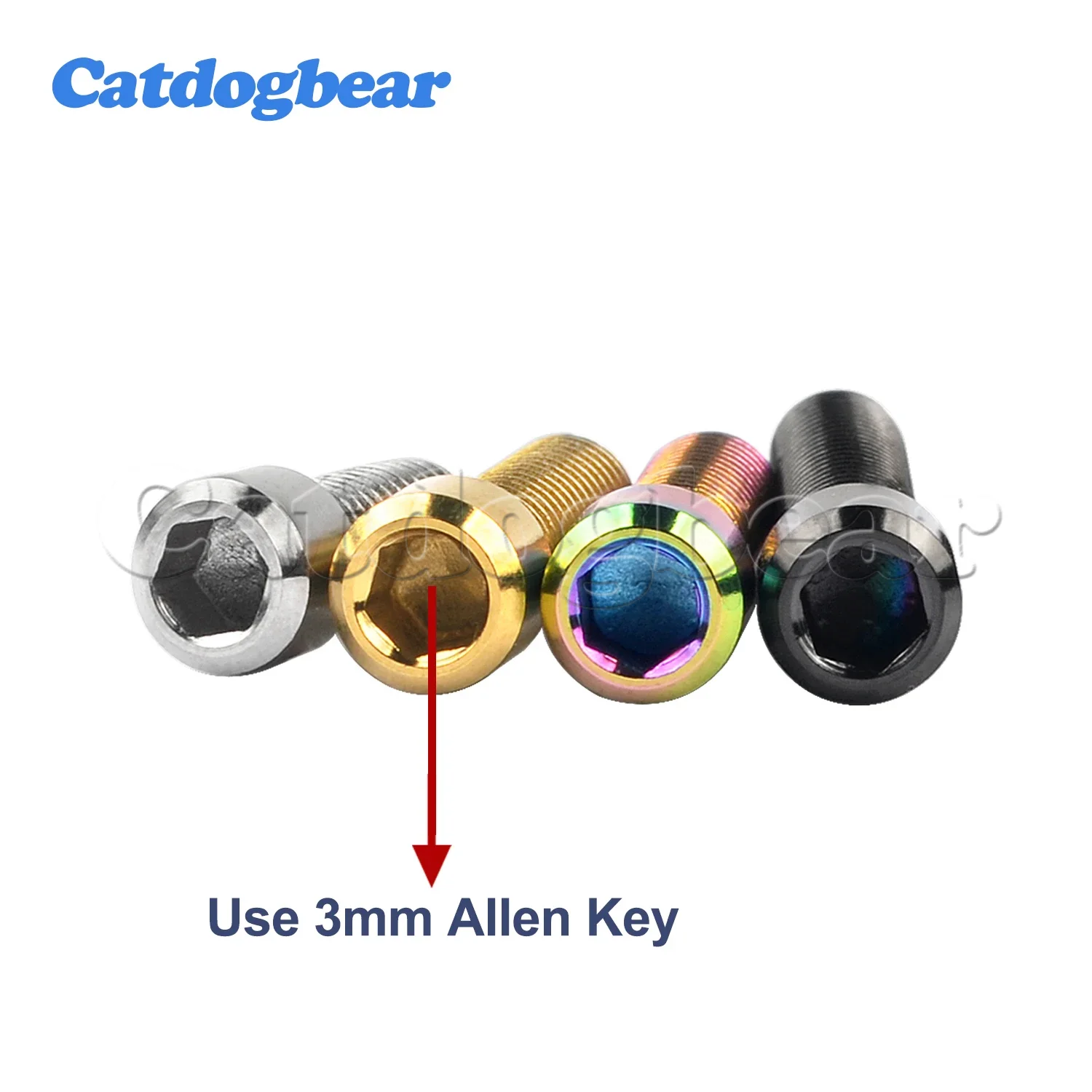 Catdogbear-M4 Titanium Hexagonal Coluna Cabeça Parafuso, Parafusos Fixadores para Bicicleta, 10mm, 13.5mm, 15mm, 20mm, 25mm