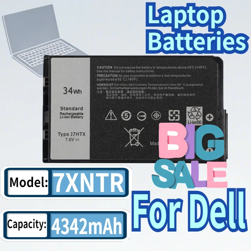 

7.6V 34WH J7HTX 7XNTR Laptop Battery for Dell Latitude 12 7202 7212 7220 Rugged Extreme Tablet 12" Series 2JT7D 02JT7D FH8RW