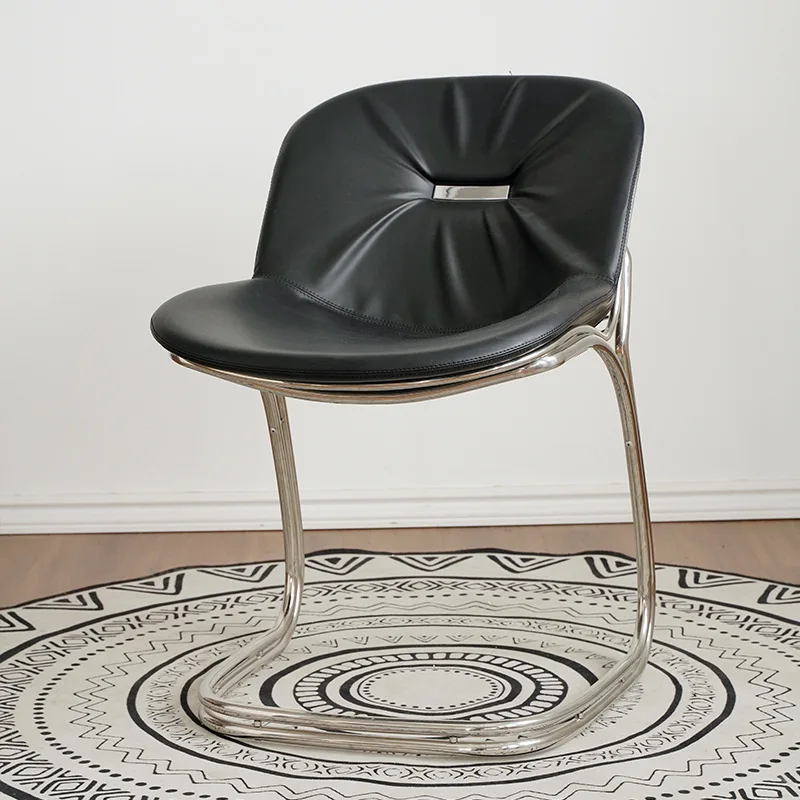 

Suspended medieval leather dining chair light luxury home leisure backrest chair