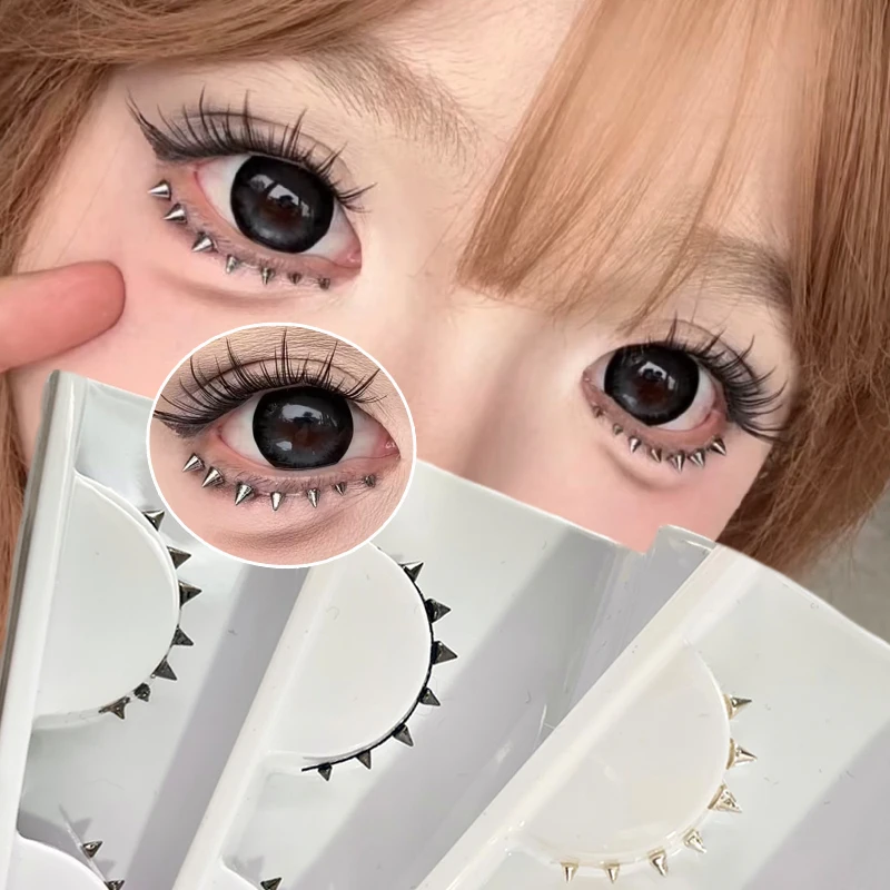 cilios-posticos-inferiores-de-metal-com-rebites-maquiagem-criativa-estilo-subcultura-peca-Unica-autoadesiva-haste-transparente-reutilizavel