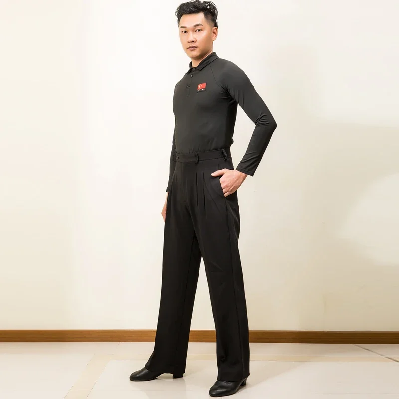 Waltz Tango Salsa Dance Costume Competition Trousers Black Latin Dance Pants For Men Ballroom Dance Practice Clothes