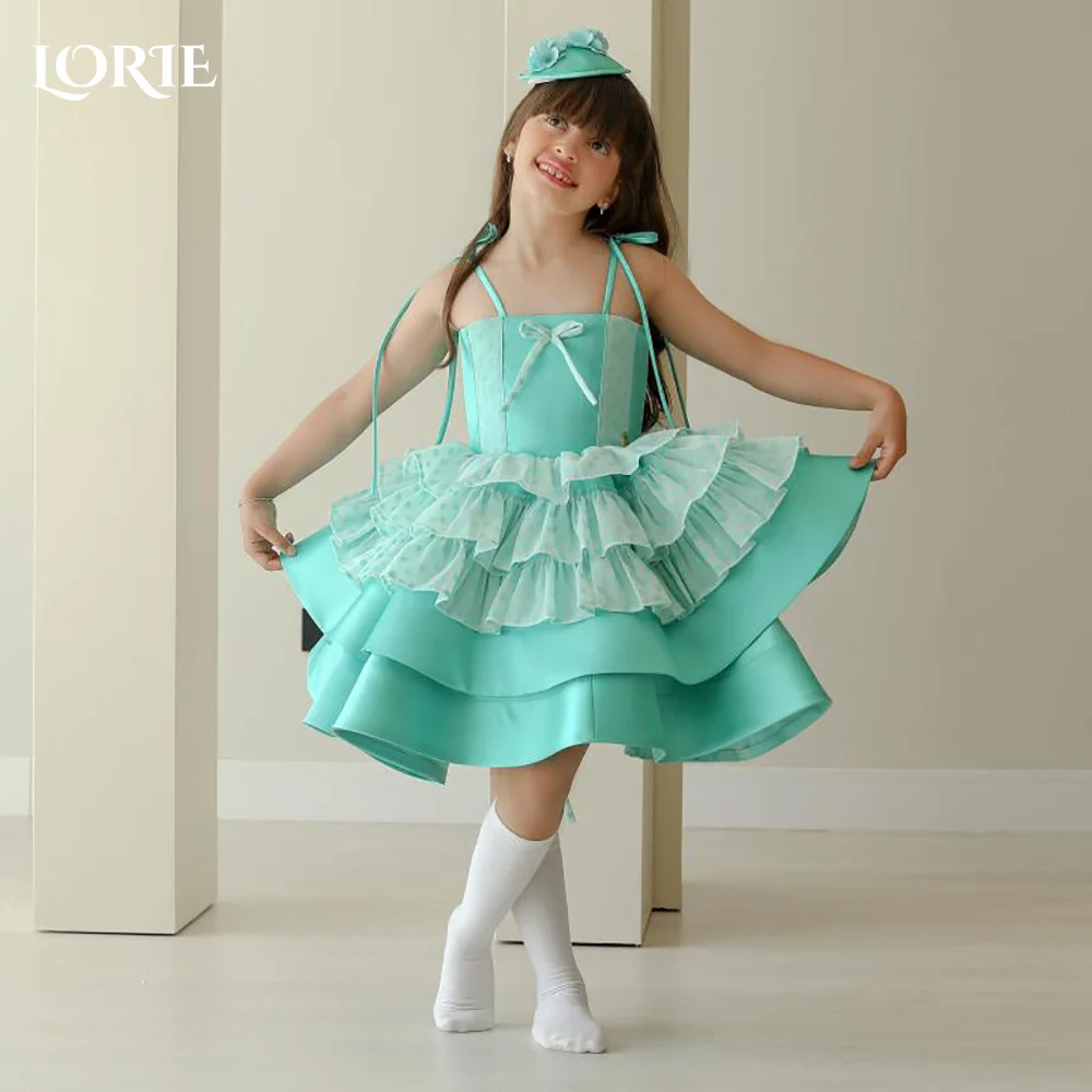 

LORIE Sweet Flower Girl Dress for Wedding A-Line Midi Ruffle Spaghetti Strap with Flower Girl Dresses Customized Gril Party Gown