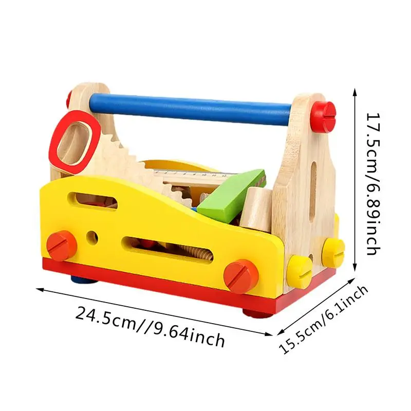 Kinder Holz Toolbox Pretend Play Set Pädagogisches Montessori Spielzeug Mutter Demontage Schraube Montage Simulation Reparatur Schreiner Werkzeug