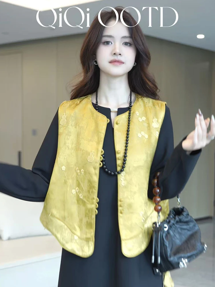 

plus Size Women's Embroidered Loose Fit Traditional Chinese Style Vest Spring City Commute Breathable Comfortable Regular Length