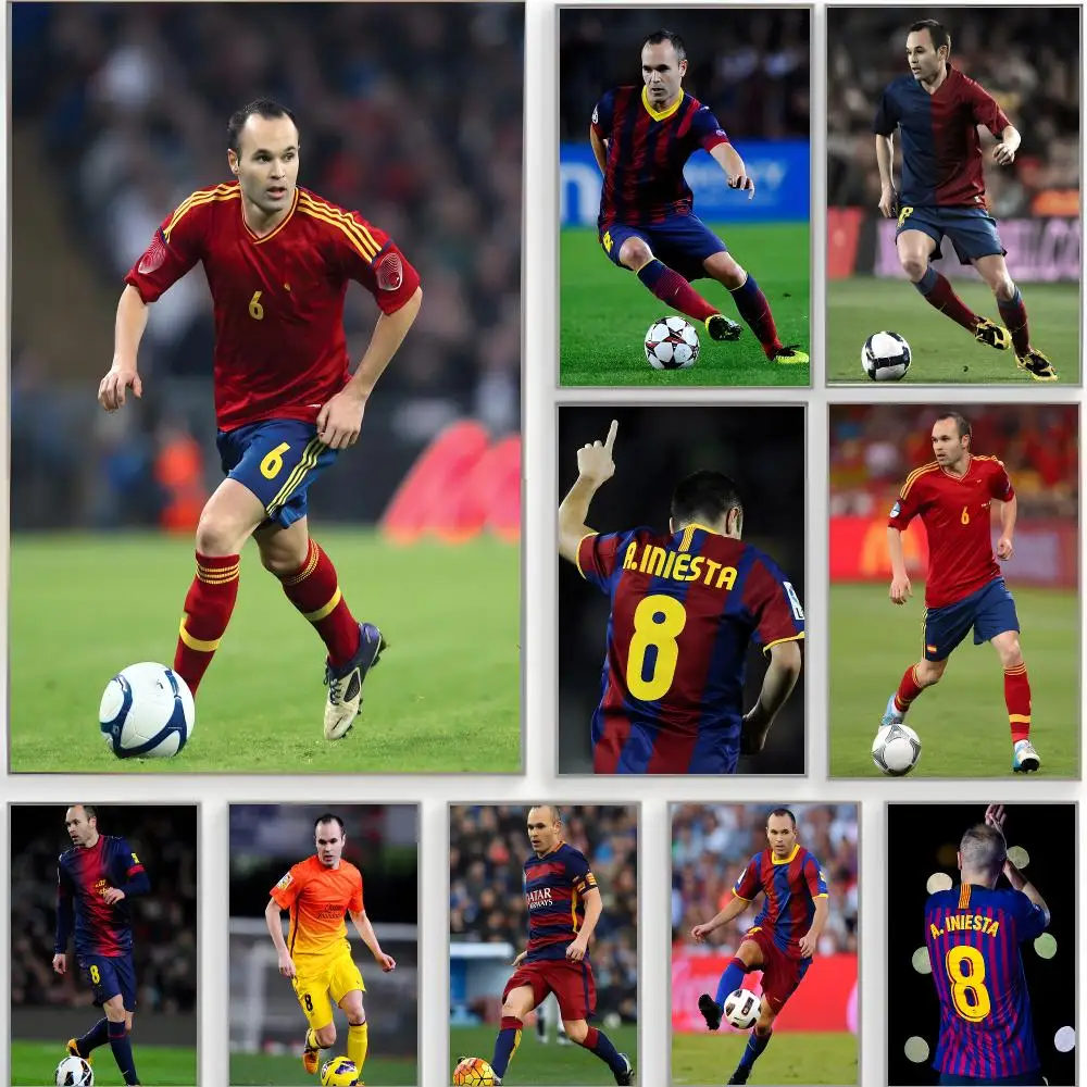 football legend a-andres iniesta Poster Classic Wall Art  Home Decor  Peel and Stick Unframed