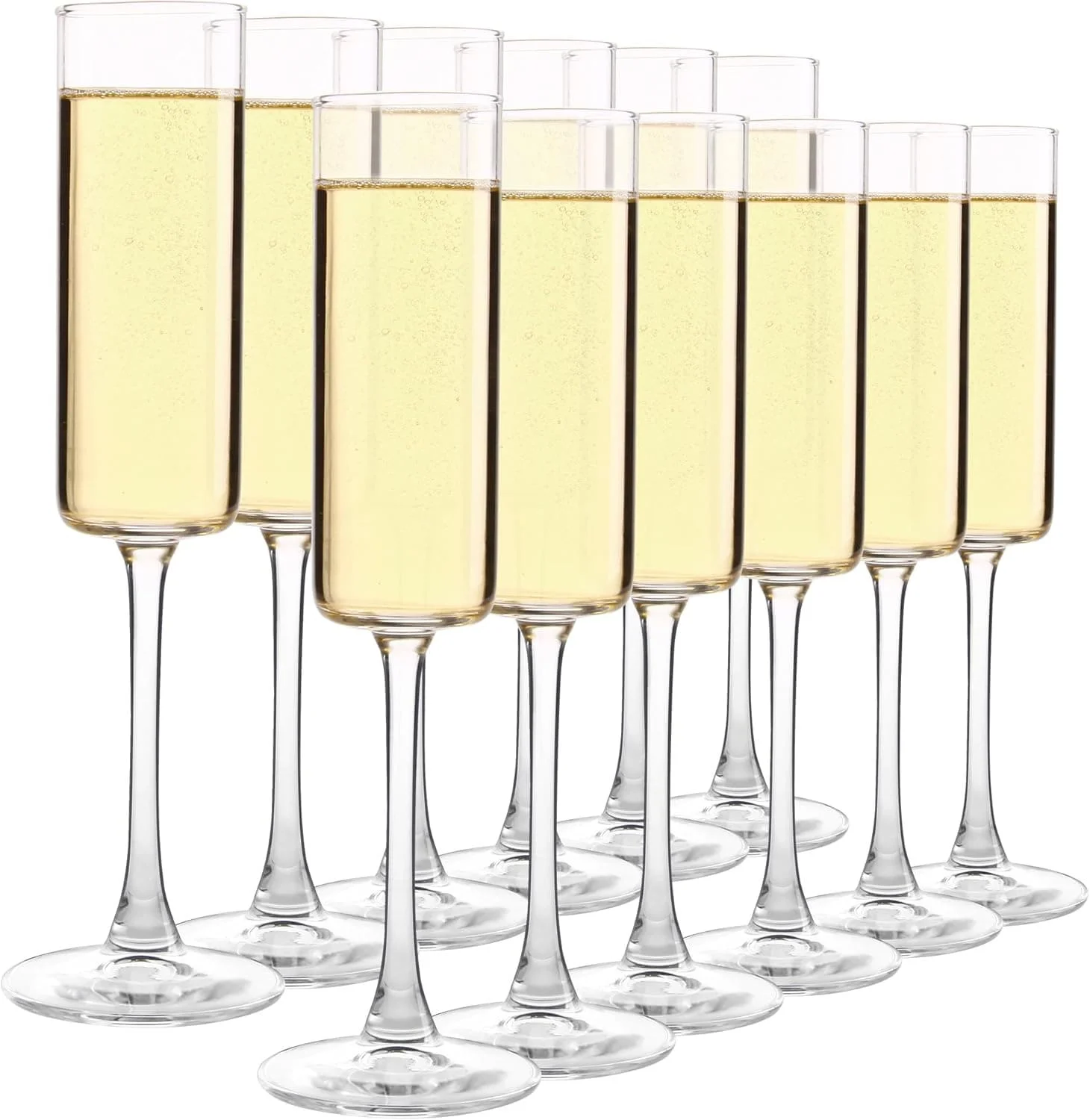 12PCS Glass Champagne Flutes, 6oz Glass Champagne Flutes, Stemmed Glasses, Wine Glasses, Suitable For Birthdays, Weddings, Parti