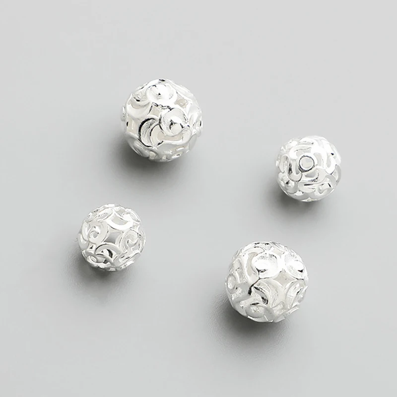 

1pc 925 Sterling Silver Hollow Clouds Flower Round Beads 8x10mm Bracelets Necklace Silver Ball Spacers diy Lucky Jewelry Charms