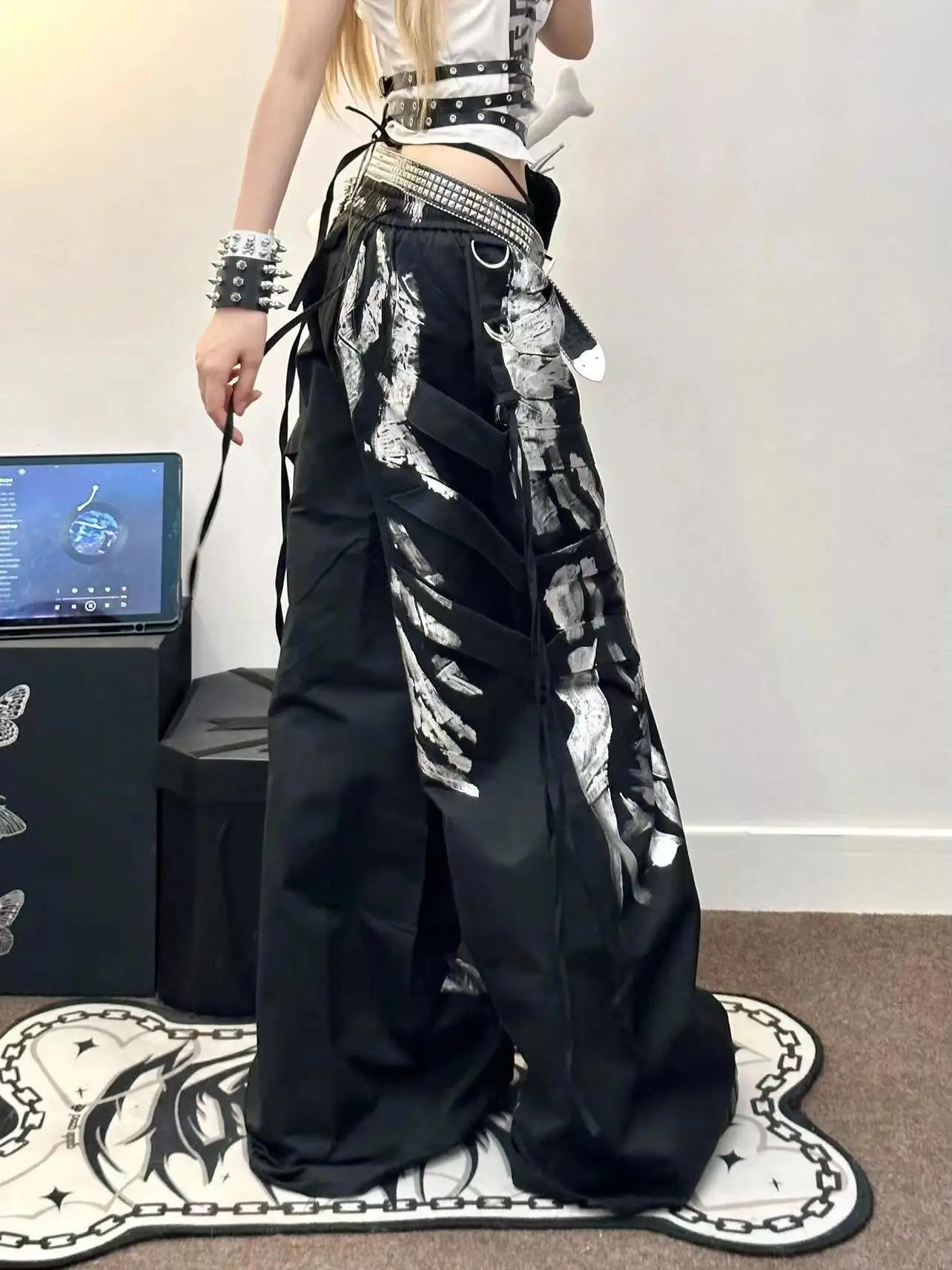 Drift Strap Drawstring Work Pants for Women in Spring 2025 with A Wide Leg Design