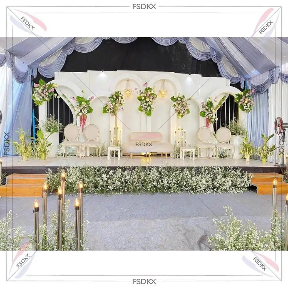 

Wedding Stage Supplies Wedding White Stage Multi-Layered Background Acrylic Pvc Decorative Backdrop