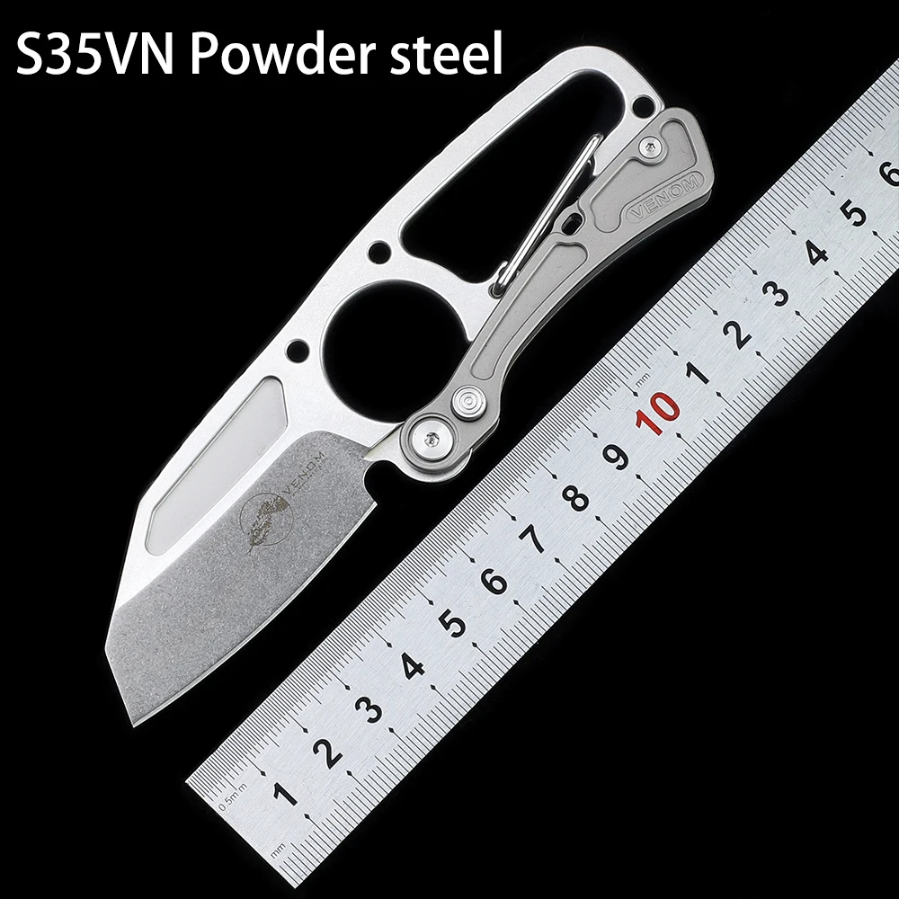 VENOM Outdoor Small Straight Knife S35VN Powder Steel Integrated Knife Camping Survival Knife Portable  Hand Tools knife