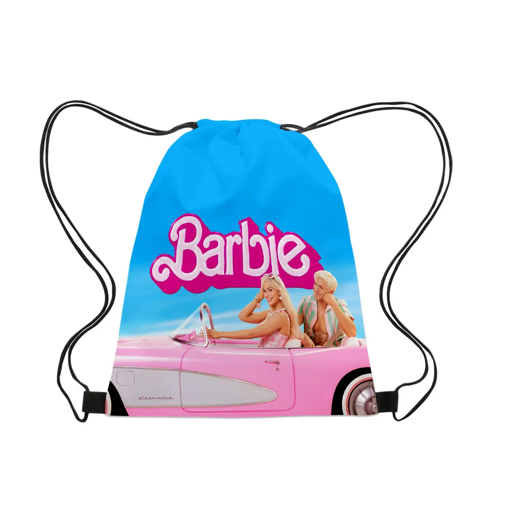 Barbie Drawstring Backpacks High-Capacity Travel Clothes Storage Bags Trendy Movie Thick Stylish Girls Kids Gift Lovely Cute