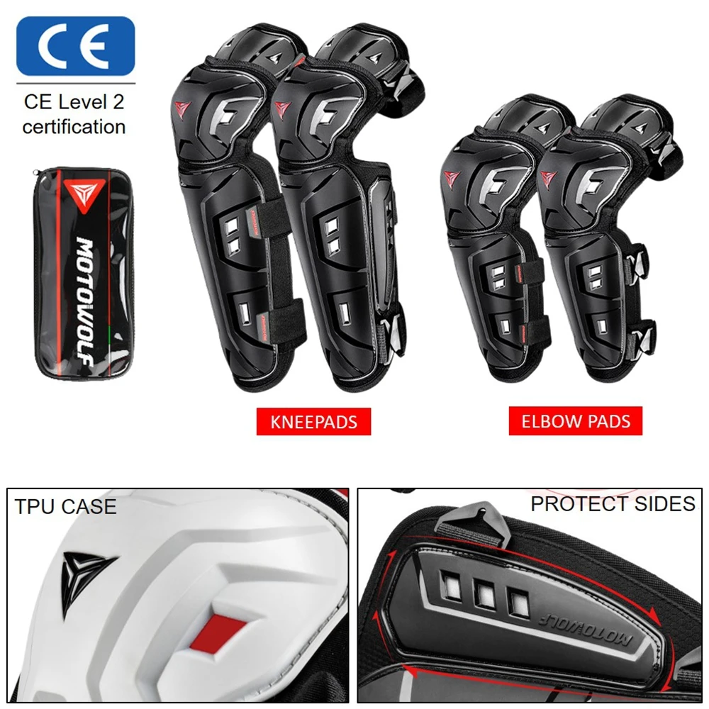 

4Pcs/set Knee Elbow Protective Pads Motorcycle Motocross Skating Protectors Riding Protective Gears Outdoor Sport Equipment